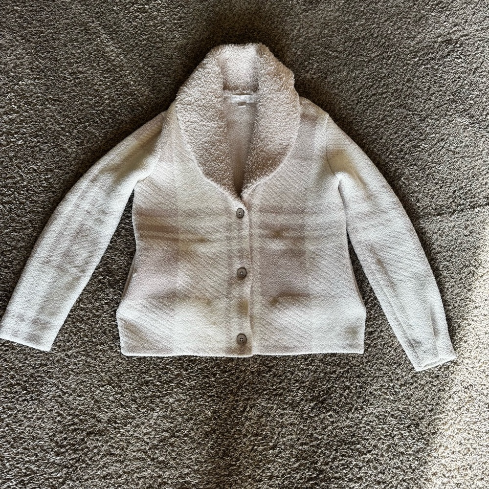 Barefoot Dreams Women’s XS CozyChic Plaid Flannel Cozy Fleece Cardigan Soft Warm